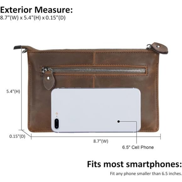 Leather wristlet clutch wallet small crossbody bag with rfid blocking card slots - Picture 5 of 7